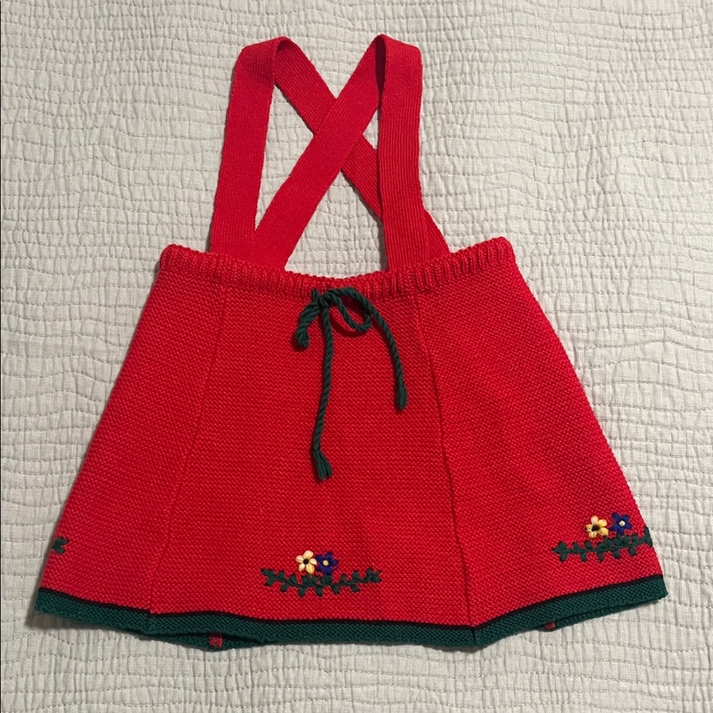 Girls German Knit Dress with multicolored flowers